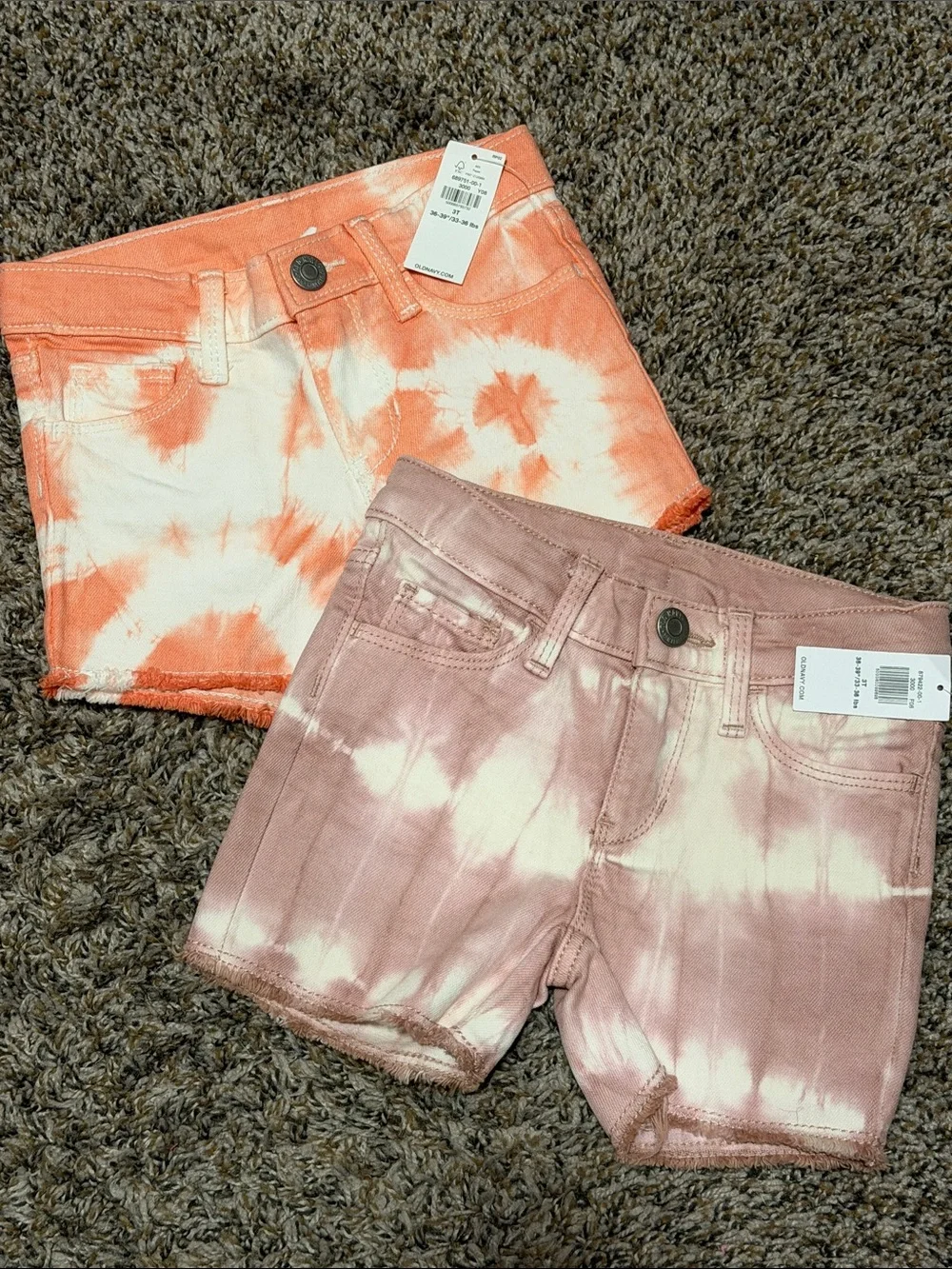 Tie-Dye Denim Shorts for Kids - Orange & Pink (3T Set)